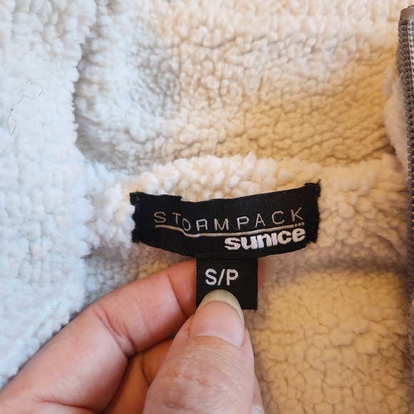 Sunice Stormpack Nordic Fair Isle Zip Knit Jacket Sherpa Lined Grey/Pink Wool S - Picture 4 of 6